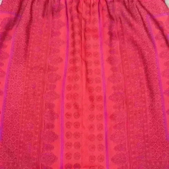 Ann Taylor Red Orange Pink Silky Straight Skirt Moroccan Print size 2 - Picture 3 of 10